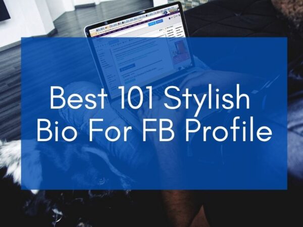 person typing a stylish bio for FB