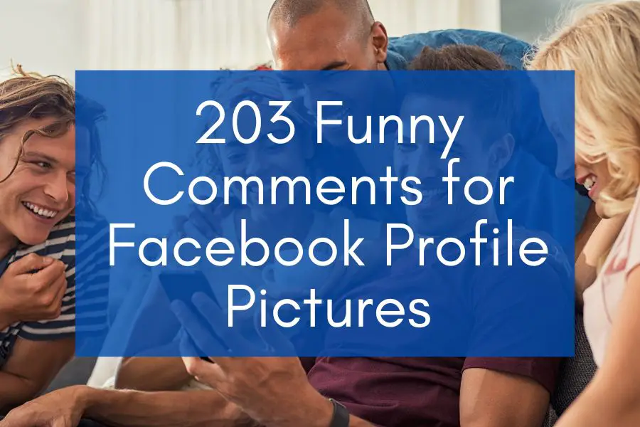 People laughing at funny comments for Facebook profile pictures.