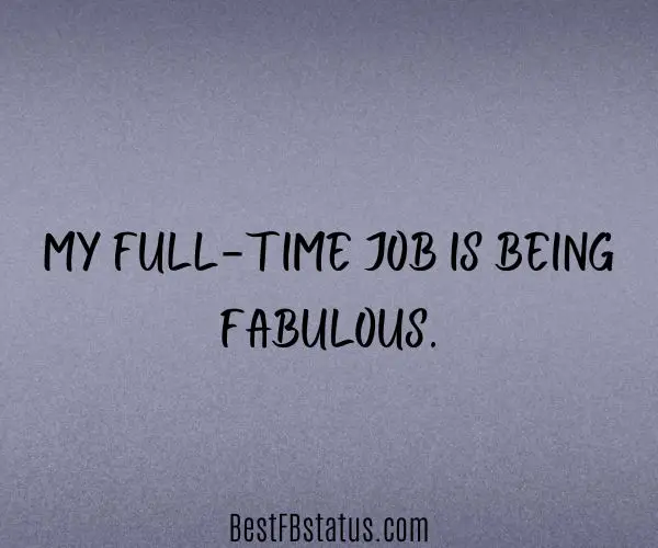 Violet background with the text: "My full-time job is being fabulous."