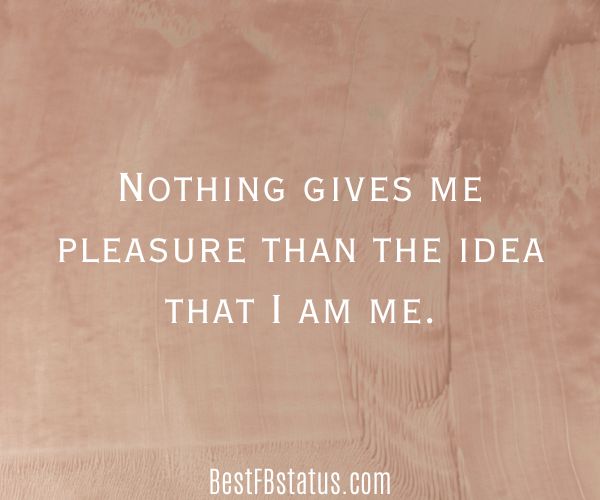 Pastel background with the text: "Nothing gives me pleasure than the idea that I am me."