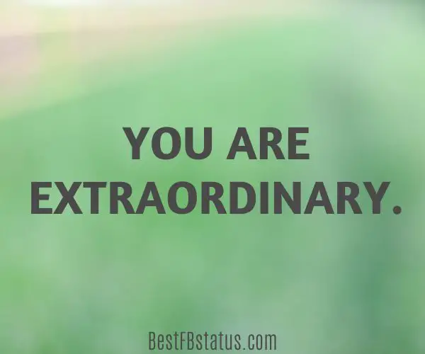 Green background with the text: "You are extraordinary."