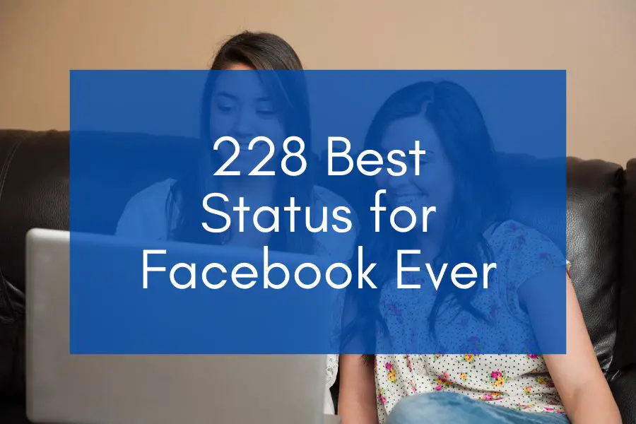 Two women smiling as they look the best status for Facebook on their laptop.