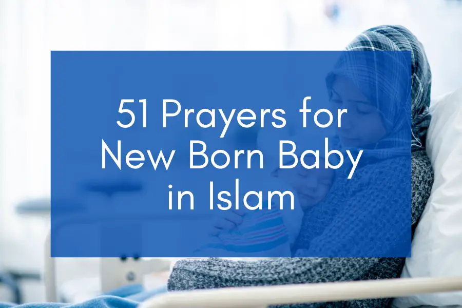 Muslim mother saying prayers for new born baby in Islam.