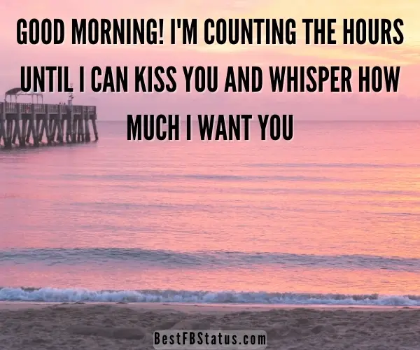 Image saying "Good morning! I'm counting the hours until I can kiss you and whisper how much I want you."